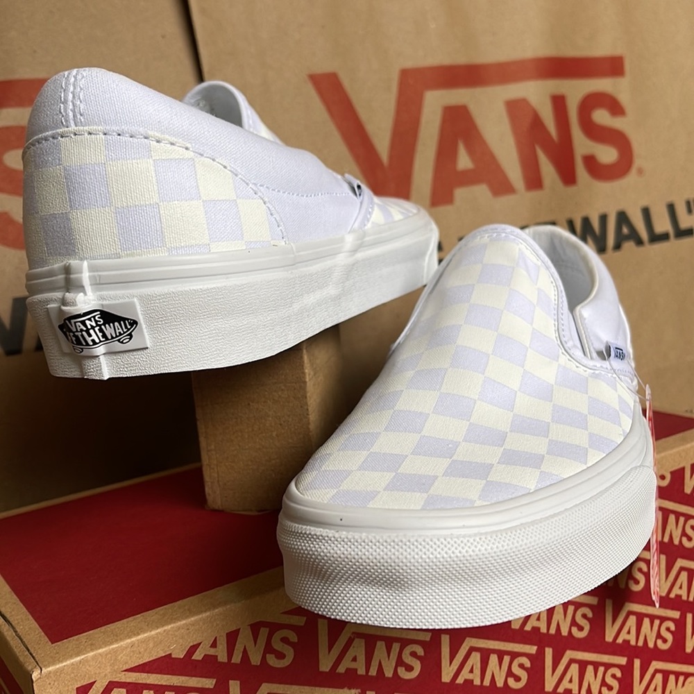 Vans Classic Men’s Slip On Checkerboard True White/ True White sneakers - Picture 10 of 16